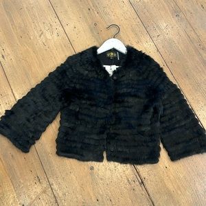 Metric knits fur jacket black